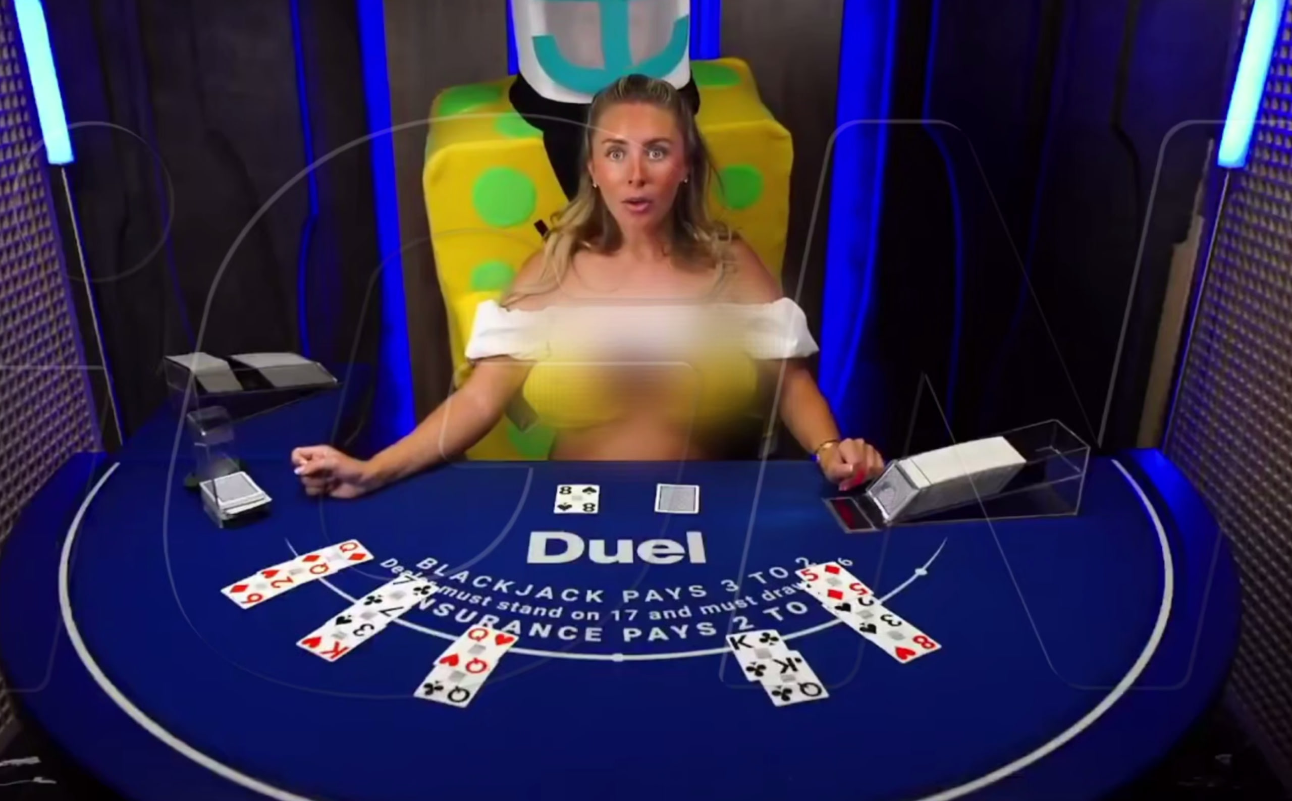Duel Casino live blackjack session with porn star dealer