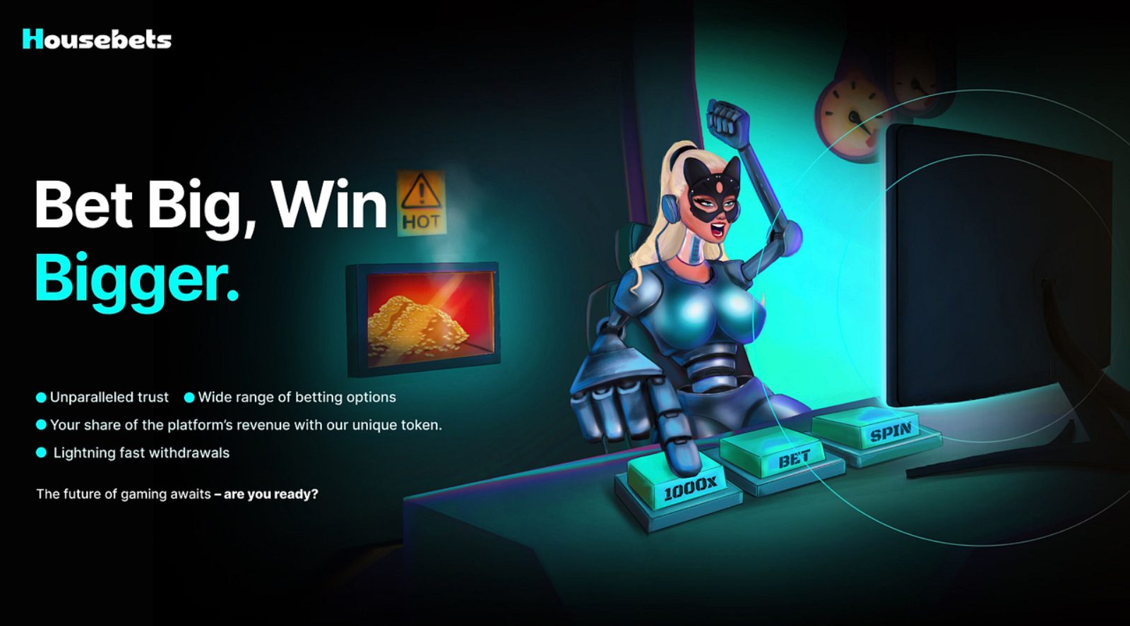 Online casino Housebets — Bet Big, Win Bigger brand banner